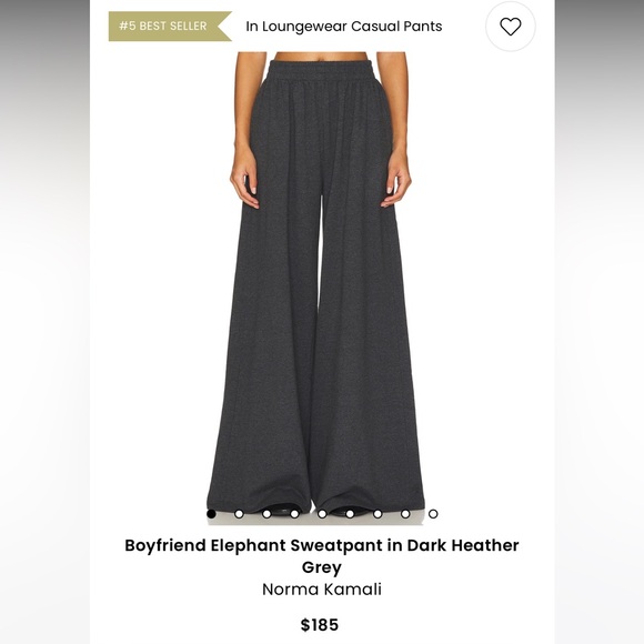 Norma Kamali Pants - Revolve Norma Kamali Boyfriend Elephant Sweatpant, Dark Heather Grey, Size Large